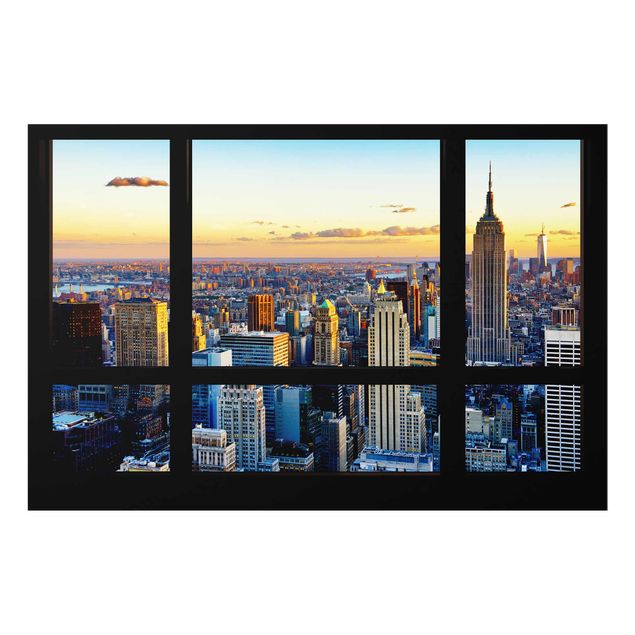 Obrazy na szkle poziomy Widok z okna - wschód słońca w Nowym Jorku