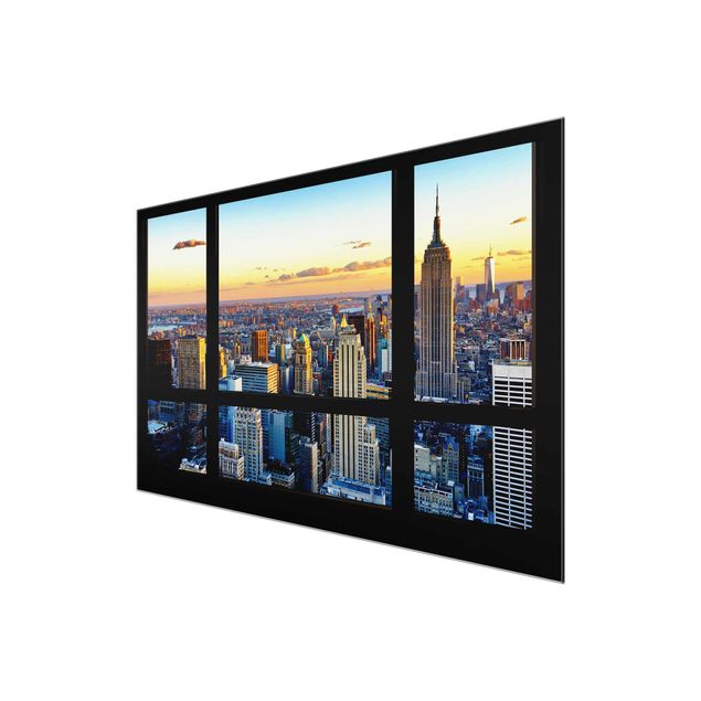 Obrazy na szkle artyści Widok z okna - wschód słońca w Nowym Jorku