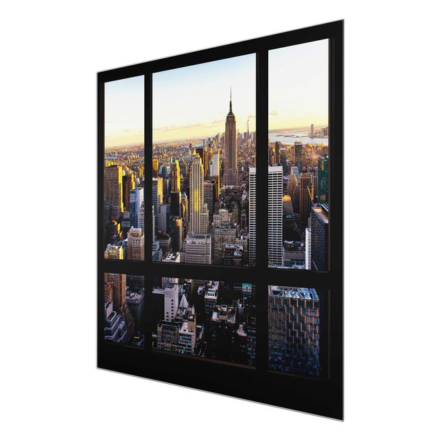Obrazy na szkle artyści Wieczorny widok z okna na Nowy Jork