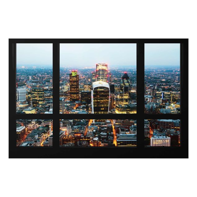 Obrazy na szkle poziomy Widok z okna na podświetloną panoramę Londynu