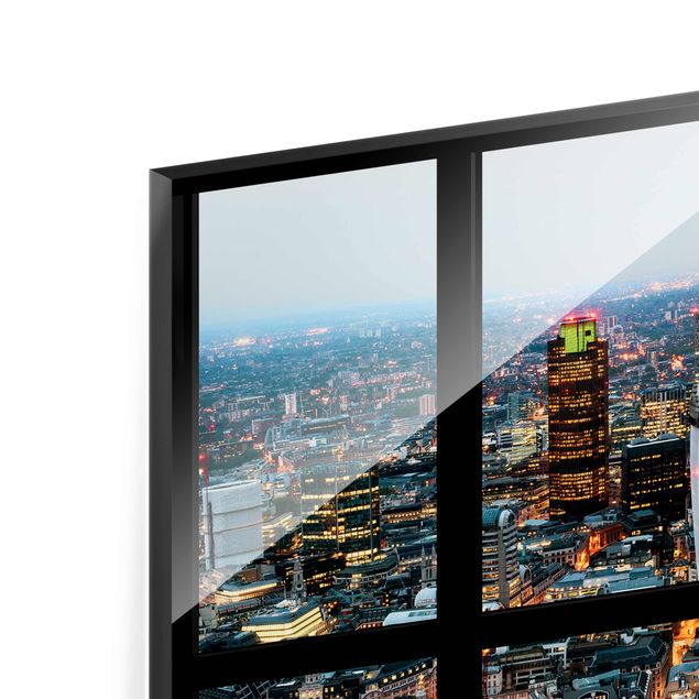 Obrazy nowoczesny Widok z okna na podświetloną panoramę Londynu