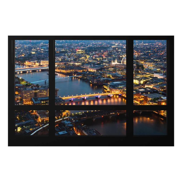 Obrazy na szkle poziomy Widok z okna na panoramę Londynu z mostami