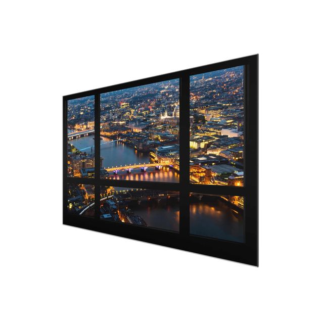 Obrazy na szkle artyści Widok z okna na panoramę Londynu z mostami