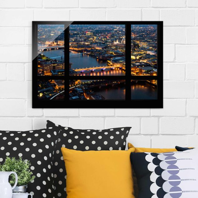 Obrazy na szkle architektura i horyzont Widok z okna na panoramę Londynu z mostami