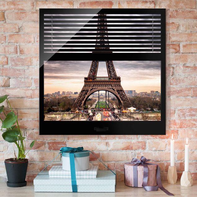 Obrazy na szkle architektura i horyzont Zasłony widokowe na okno - Wieża Eiffla Paryż