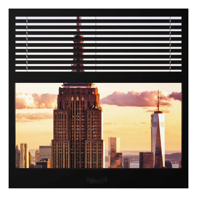 Obrazy na szkle kwadrat Zasłony widokowe na okna - Empire State Building Nowy Jork