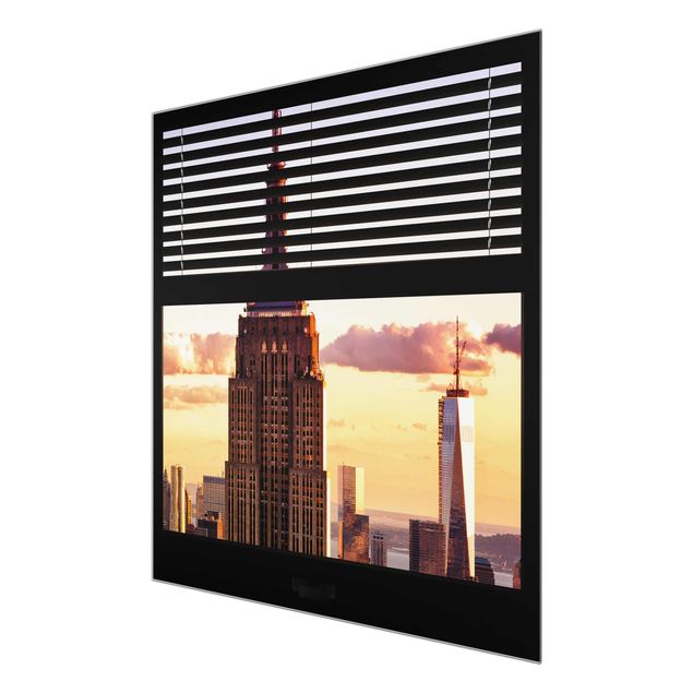 Obrazy na szkle artyści Zasłony widokowe na okna - Empire State Building Nowy Jork