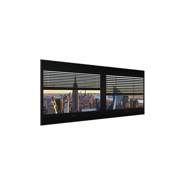 Obrazy na szkle panorama Żaluzje widokowe na okna - Manhattan Evening Mood