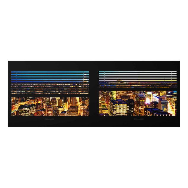 Obrazy do salonu Żaluzje widokowe na okna - Nowy Jork nocą