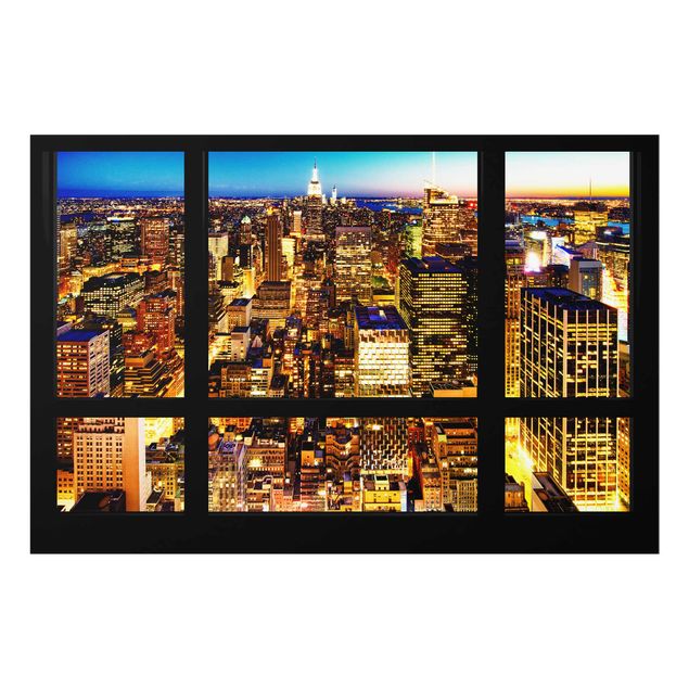 Obrazy na szkle poziomy Widok z okna na Nowy Jork nocą