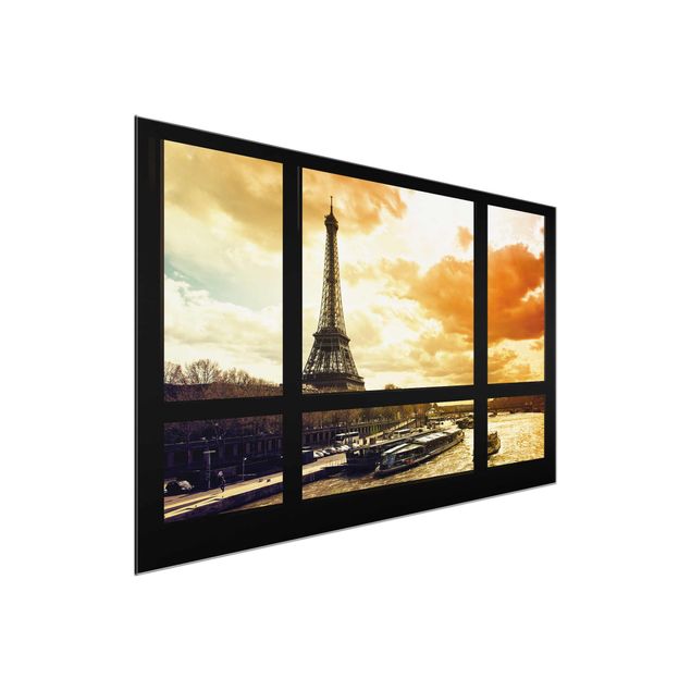Paryż obraz Widok z okna - Paryż Wieża Eiffla Zachód słońca
