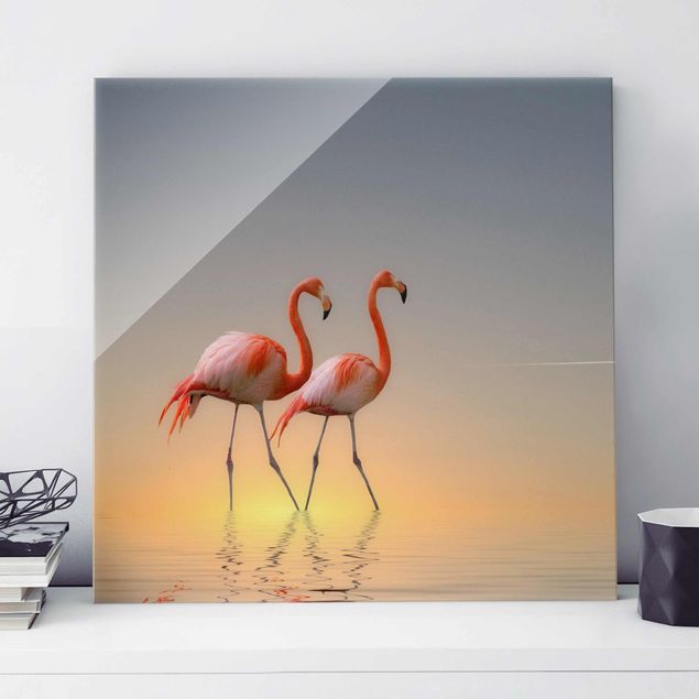 Obraz na szkle - Miłość flaminga