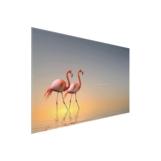 Obrazy na szkle plaża Miłość flaminga