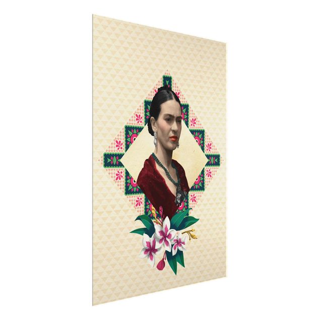 Obrazy do salonu nowoczesne Frida Kahlo - Kwiaty i geometria