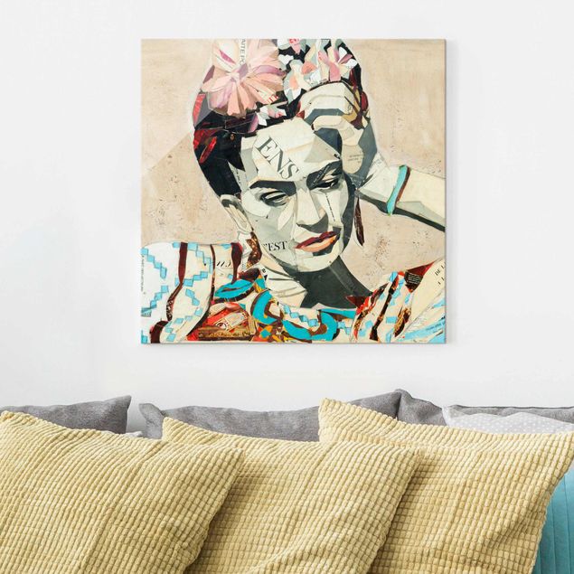 Obrazy na szkle kwadrat Frida Kahlo - Kolaż Nr 1