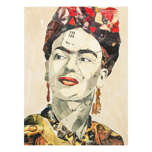 Obrazy na szkle portret Frida Kahlo - kolaż Nr 2