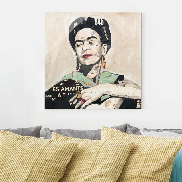 Obrazy na szkle kwadrat Frida Kahlo - kolaż Nr 4