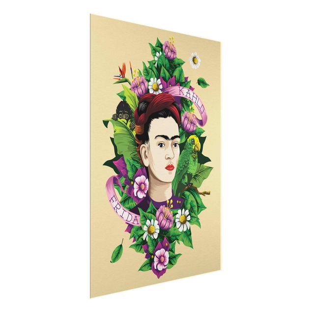 Obrazy na szkle powiedzenia Frida Kahlo - Frida, małpa i papuga