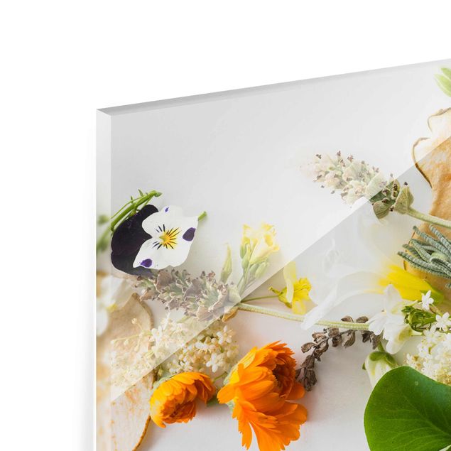 Glas Magnetboard Świeże zioła z jadalnymi kwiatami