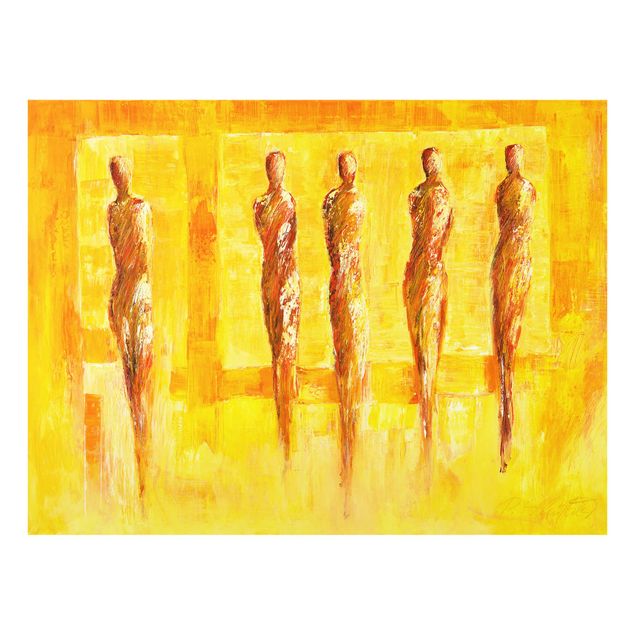 Abstrakcja obraz Petra Schüßler - Pięć postaci w żółci