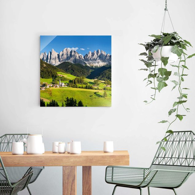 Obrazy na szkle góra Geislerspitzen w Południowym Tyrolu