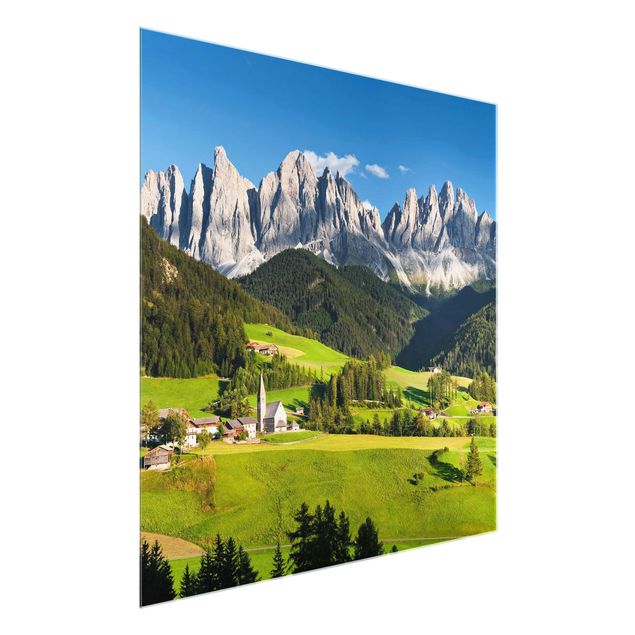 Obrazy na szkle krajobraz Geislerspitzen w Południowym Tyrolu
