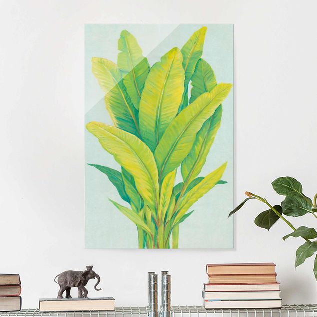 Obrazy na szkle portret Żółto-zielone liście bananowca