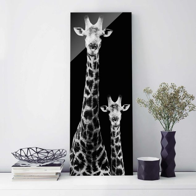 Obraz na szkle - Żyrafa Duet czarno-biały