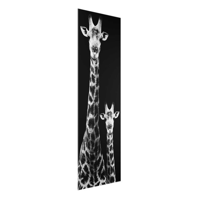 Obrazy na szkle artyści Żyrafa Duet czarno-biały
