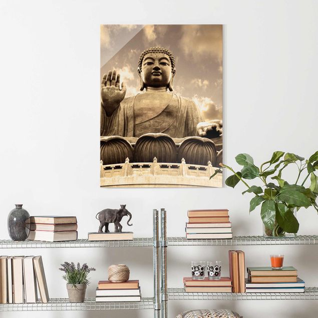Obrazy na szkle portret Wielki Budda Sepia