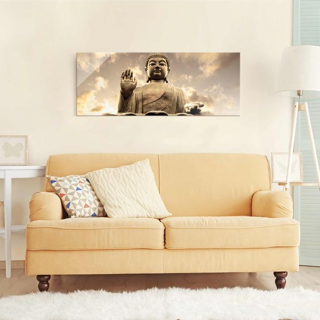 Obrazy na szkle panorama Wielki Budda Sepia