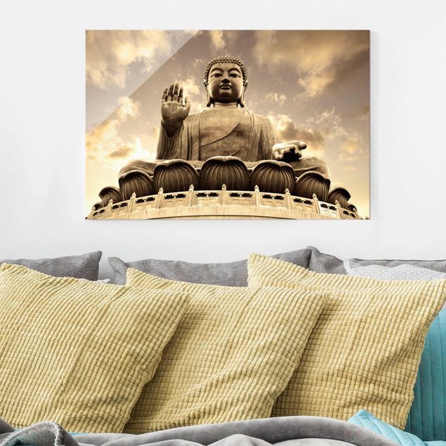 Obrazy na szkle poziomy Wielki Budda Sepia