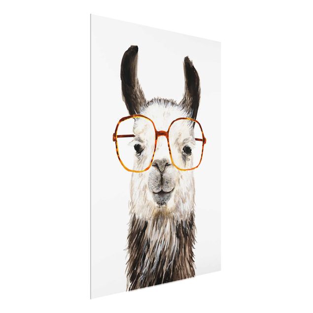 Obrazy na szkle zwierzęta Hippy Llama w okularach IV