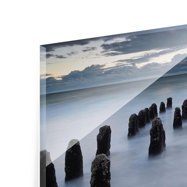 Obrazy krajobraz Drewniane groty na Morzu Północnym na wyspie Sylt