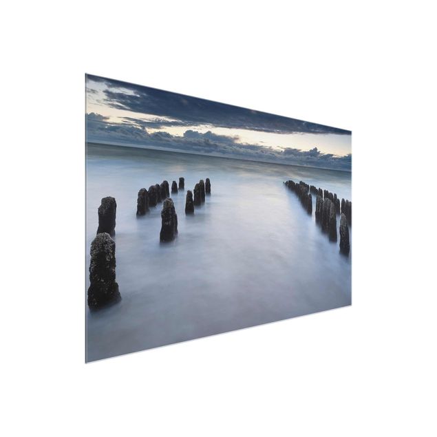 Obrazy do salonu nowoczesne Drewniane groty na Morzu Północnym na wyspie Sylt