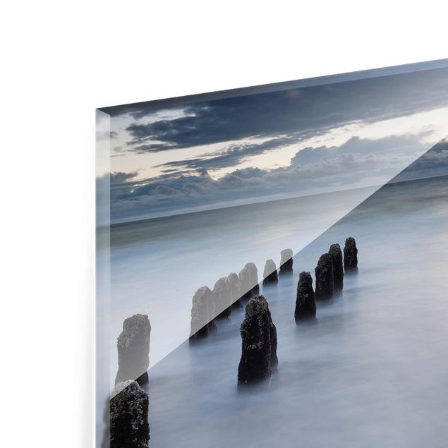 Plaża obraz Drewniane groty na Morzu Północnym na wyspie Sylt