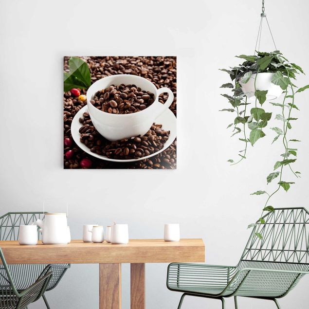 Obrazy kawa Filiżanka do kawy z palonymi ziarnami kawy