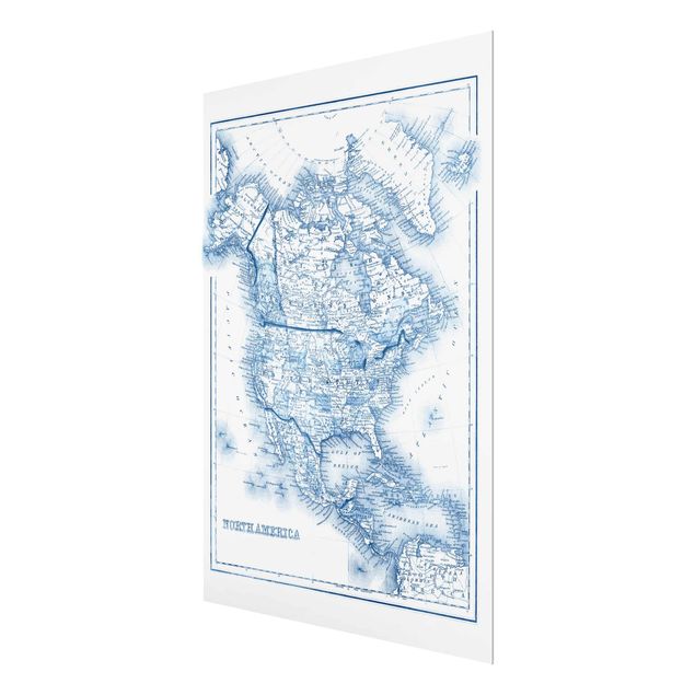 Niebieskie obrazy Mapa w odcieniach niebieskiego - Ameryka Północna