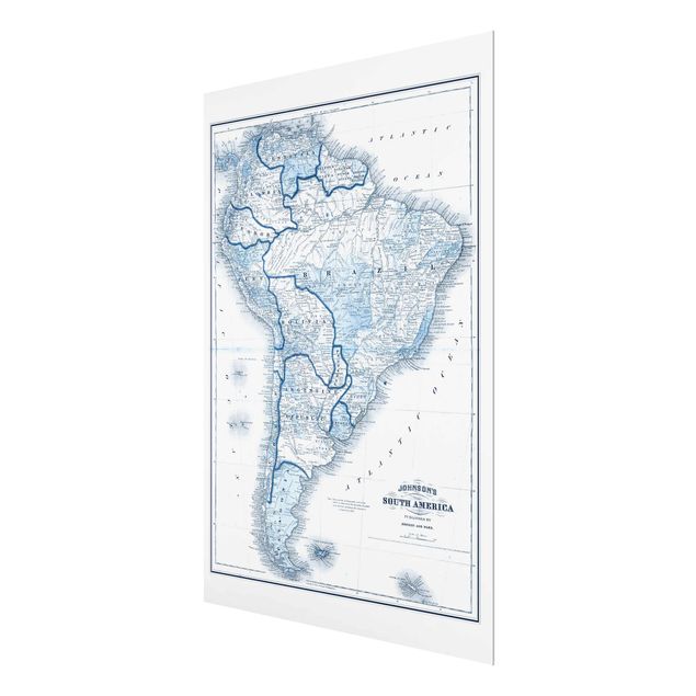 Niebieskie obrazy Mapa w odcieniach błękitu - Ameryka Południowa