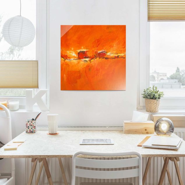 Obrazy na szkle abstrakcja Petra Schüßler - Kompozycja w kolorze pomarańczowym