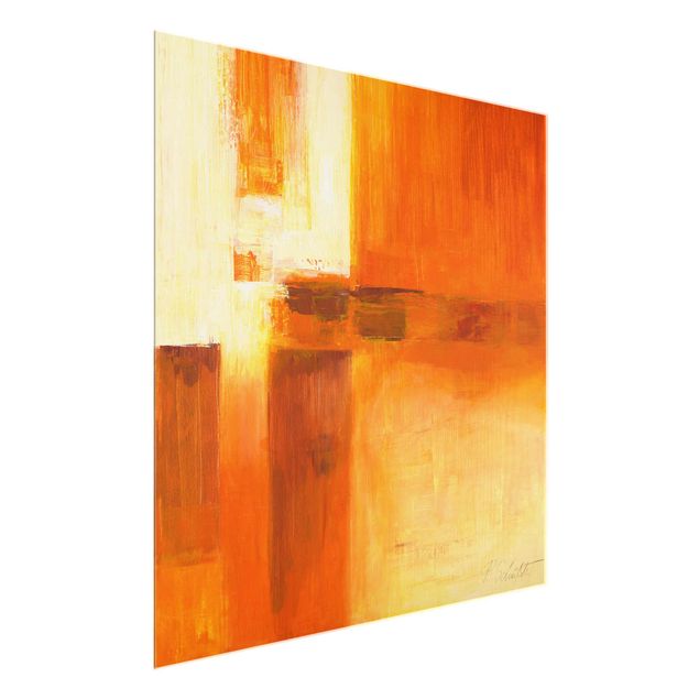 Nowoczesne obrazy do salonu Petra Schüßler - Kompozycja w kolorach pomarańczowym i brązowym 01