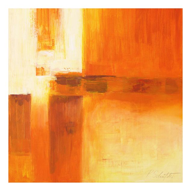 Abstrakcja obraz Petra Schüßler - Kompozycja w kolorach pomarańczowym i brązowym 01