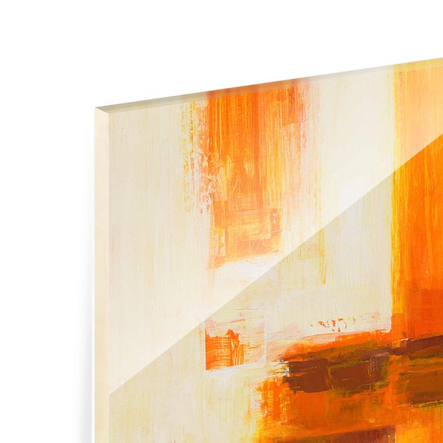 Obraz brązowy Petra Schüßler - Kompozycja w kolorach pomarańczowym i brązowym 01