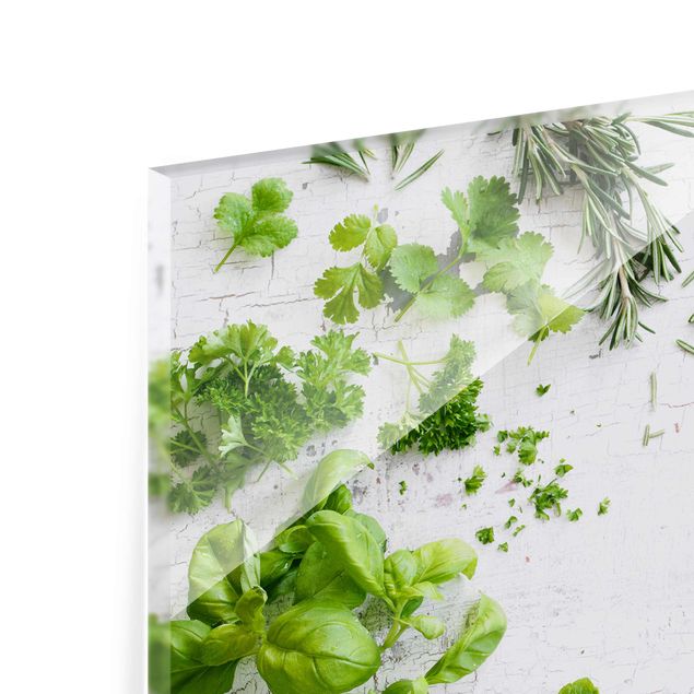 Glas Magnetboard Herbs on Wood Shabby