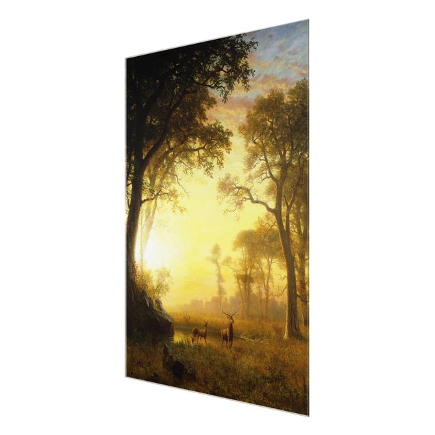 Obrazy na szkle zwierzęta Albert Bierstadt - Słoneczna polana