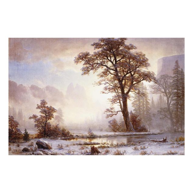 Obrazy na szkle krajobraz Albert Bierstadt - Dolina Yosemite w śniegu