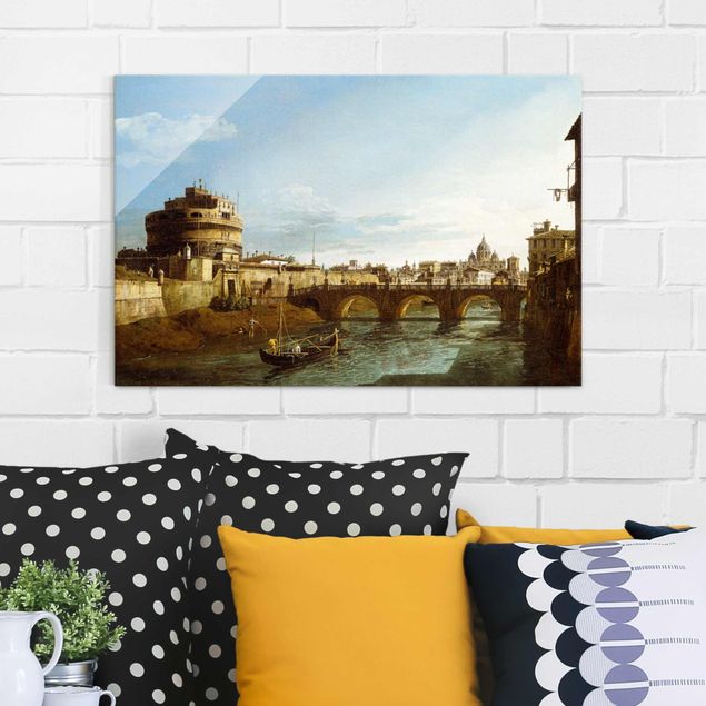 Obrazy na szkle architektura i horyzont Bernardo Bellotto - Widok Rzymu na wybrzeżu