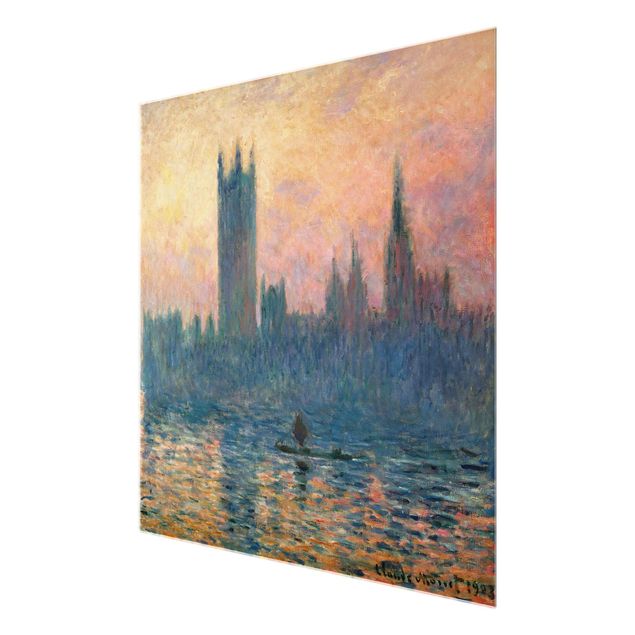 Obrazy na szkle kwadrat Claude Monet - Zachód słońca w Londynie