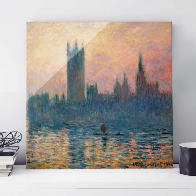 Obrazy na szkle architektura i horyzont Claude Monet - Zachód słońca w Londynie