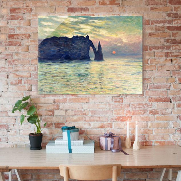 Obrazy impresjonistyczne Claude Monet - Zachód słońca w skałach